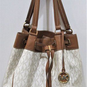 Michael Kors Brown and cream drawstring shoulder bag